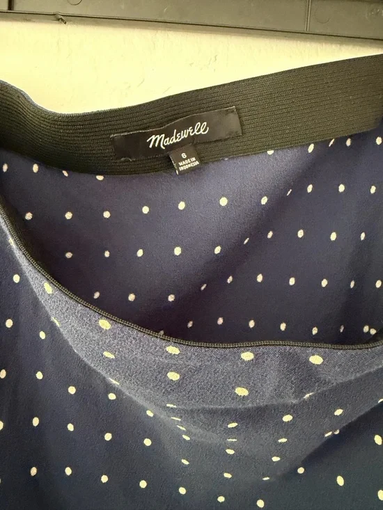 Madewell Navy Polka Dot Skirt with Ivory Dots - Picture 3 of 3
